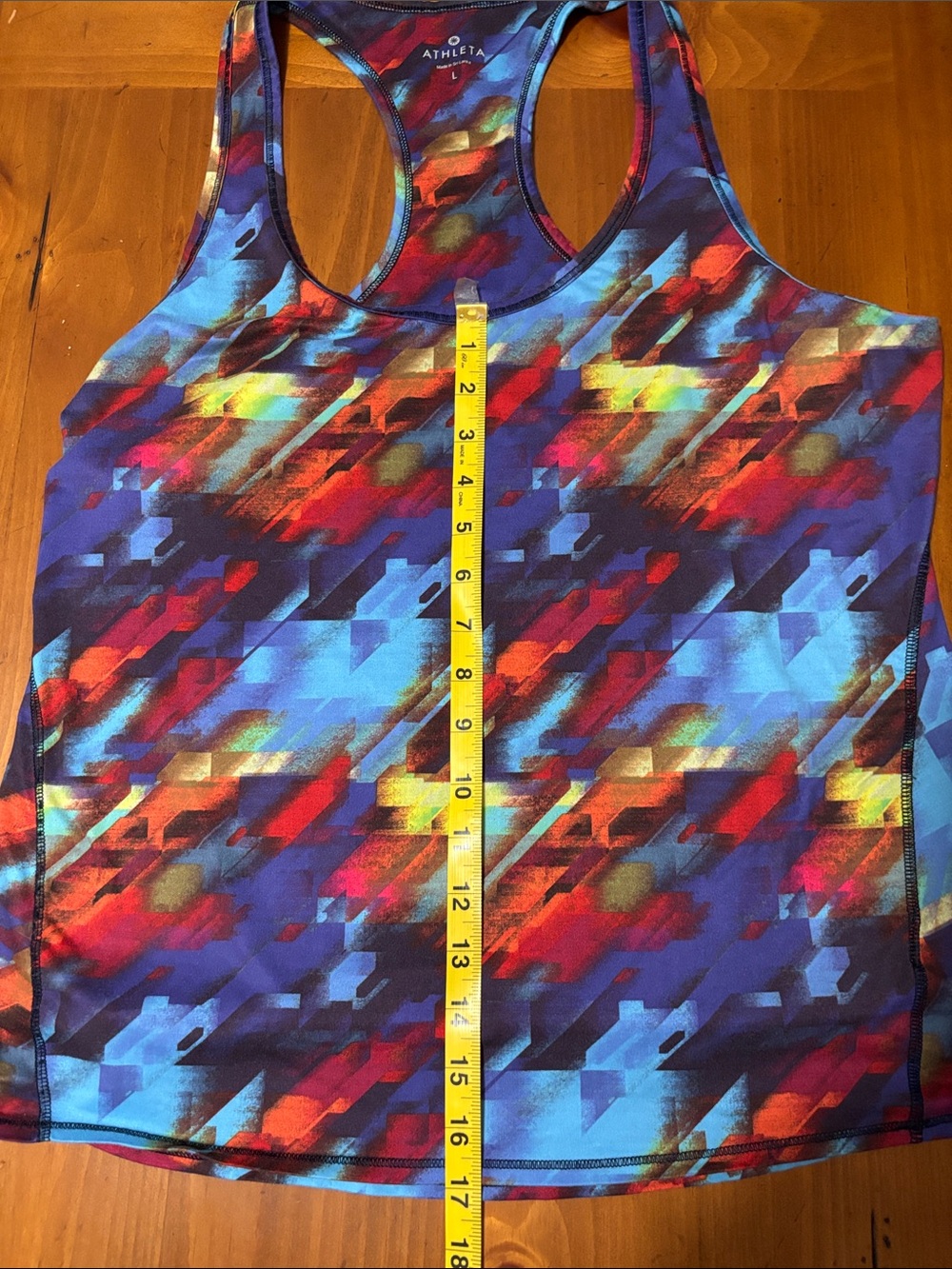 Athleta Multicolor Racerback Tank with Blue, Red & Yellow Abstract Print - Picture 5 of 5